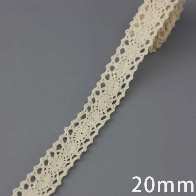 (5Meter/roll) White Beige Cotton Embroidered Lace Net Ribbons Fabric Trim DIY Sewing Handmade Craft Materials