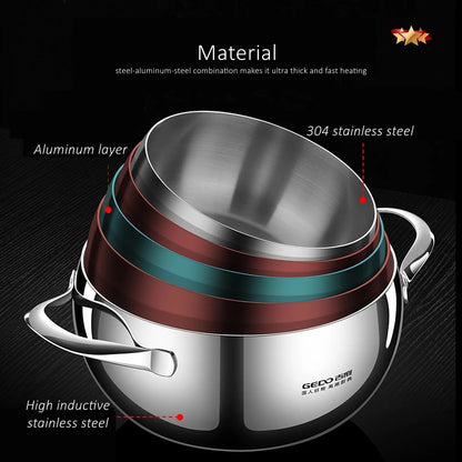 LFGB Certification Apple Shape 3.2L 304 Stainless Steel Kitchen Saucepot Ultra Thick Stewing Pot Internal Circulation Soup Pot