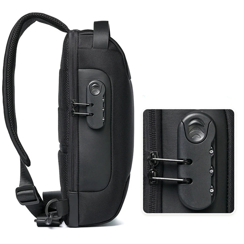 Pánský taška USB Crossbody Bag Anti-krále ramenní tašky vodotěs