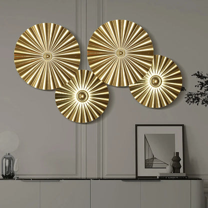 1PC Round Golden Wall Decoration Hanging Golden Metal Irregular Wall Home Decor Wall Pendant