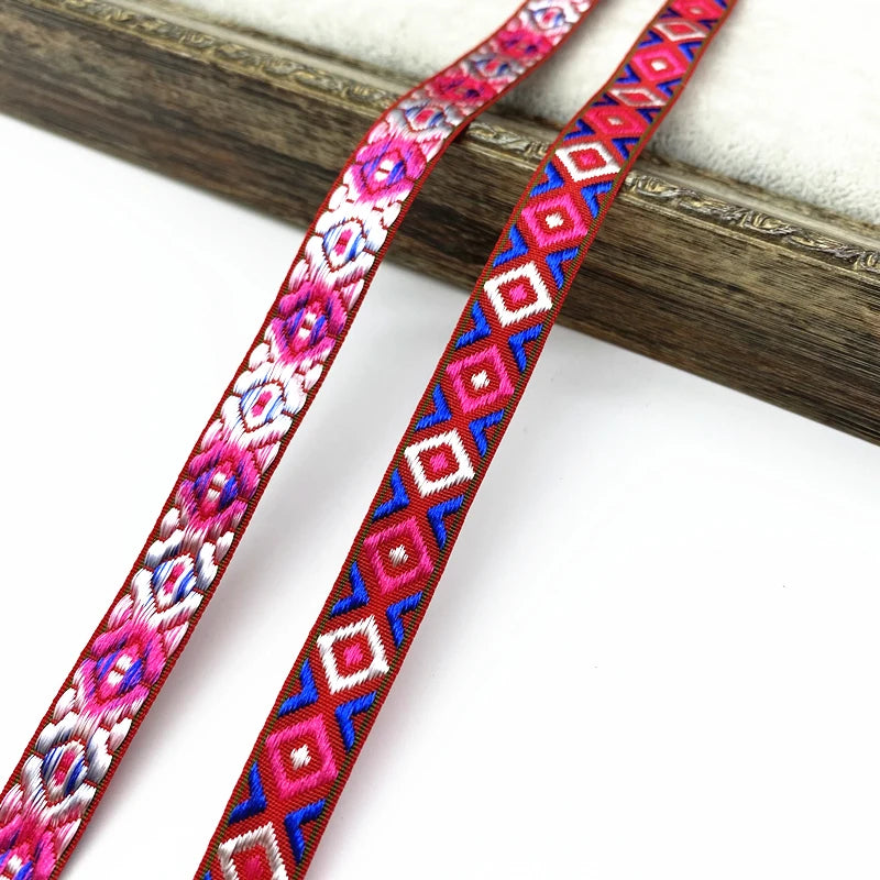 2 meter/parti 13mm vintage etnisk broderi band spets trim diy klädpåse tillbehör broderat tyg