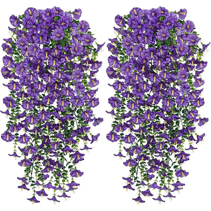1/2Pc 75cm White Artificial Morning Glory Wall Hanging Faux Violet Plants Hanging Flowers Vines for Home Garden Wedding Decor