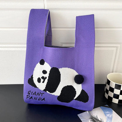 Women Handmade Knitted Small Handbag Casual Wrist Bag Versatile Shopper Mini Tote Bag Student Reusable Shoulder Bag Daily Use