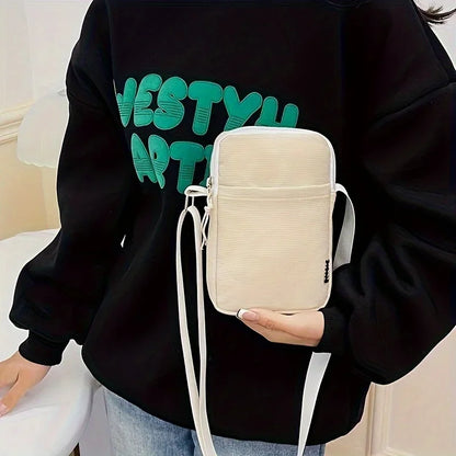 New Fashion Simple Casual Shoulder Messenger Bag, Women's Portable Mobile Phone Bag, Vertical Coin Key Bank Card Shoulder Bag