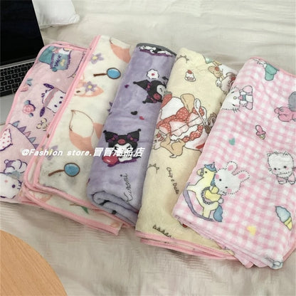 Japanese Style Printed Blanket Kuromi My Melody Warm Blanket Cute Anime Flannel Blanket Pillowcase Air Conditioning Blanket Girl