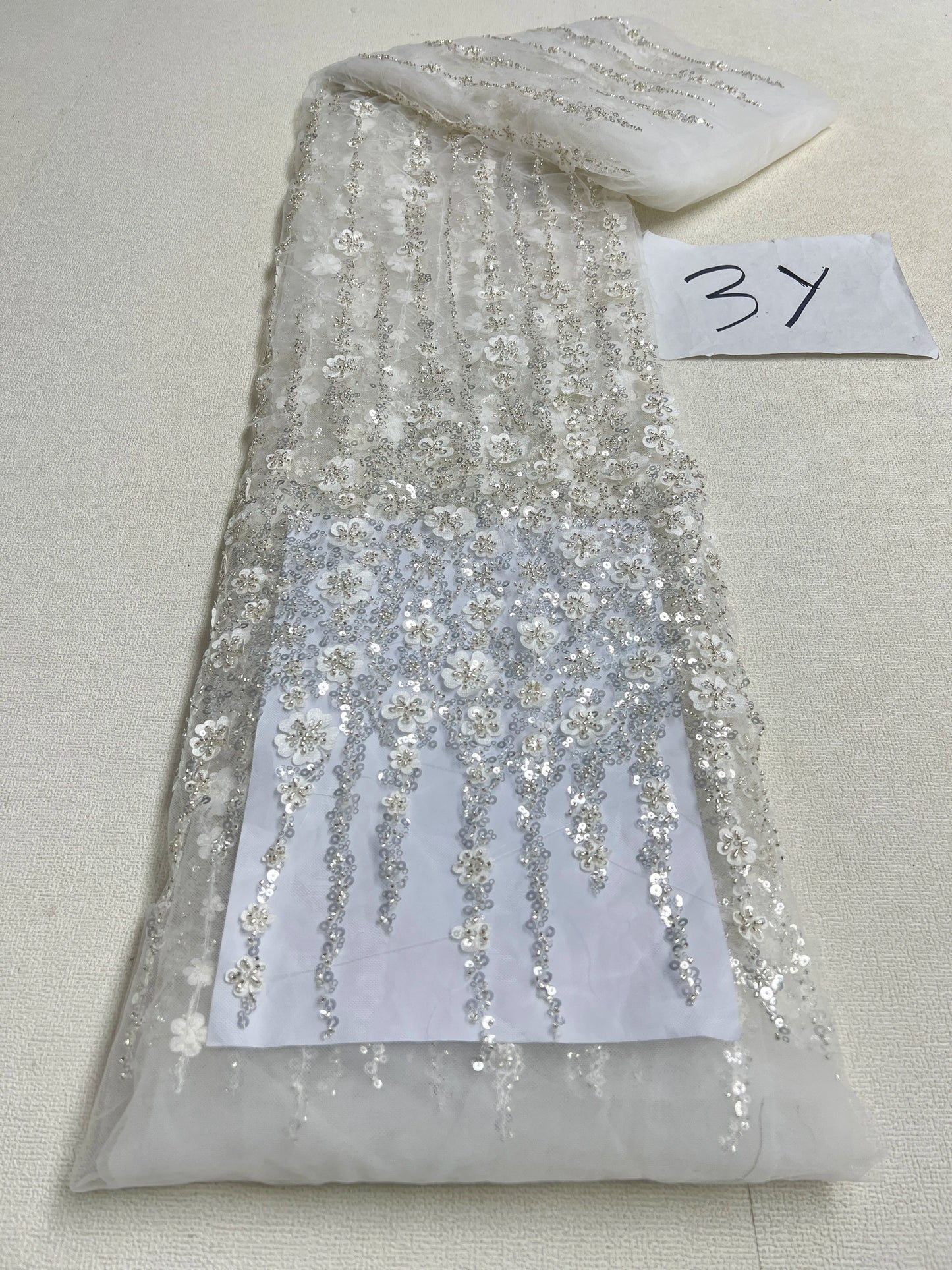 African Sequins Beaded Lace Fabrics  3 yards High Quality Sequence Embroidery French Nigerian Lace Fabric For Wedding Sewing