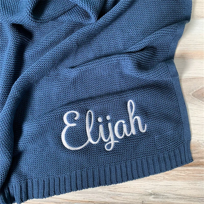 Personalized Kid Name Baby Blanket Embroidered New Born Baby Blanket Stroller Swaddles Breathable Cotton Knitted Blanket Bedding