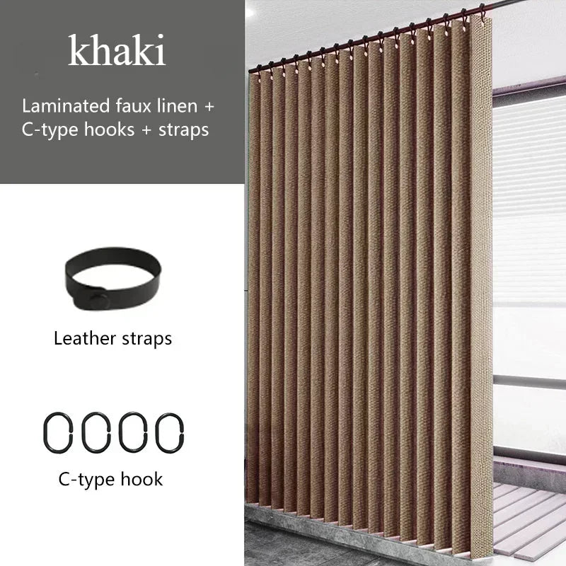 Waterproof Laminated Imitation Linen  Large Ring Strong Thick Cloth Opaque Shower Curtain for Shower Curtains in Bathrooms