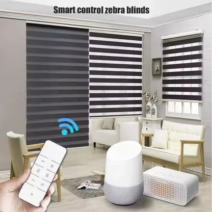 2025Customized Blinds Wifi And Phone Control Dual Fabric Rechargeable Zigbee  Motor Motorized Zebra Roller Blinds For Window