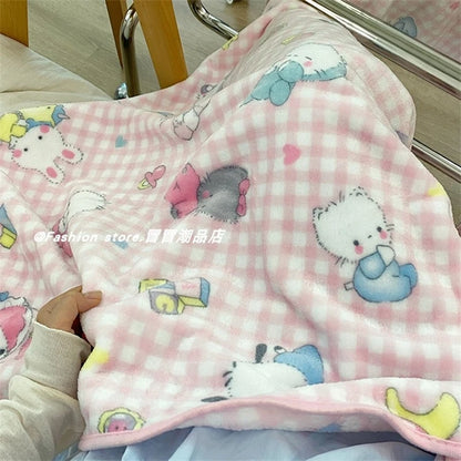 Băie imprimată în stil japonez Kuromi Melodia mea Melodie caldă Pătură drăguță Anime Flanel Plankse Pillowcase