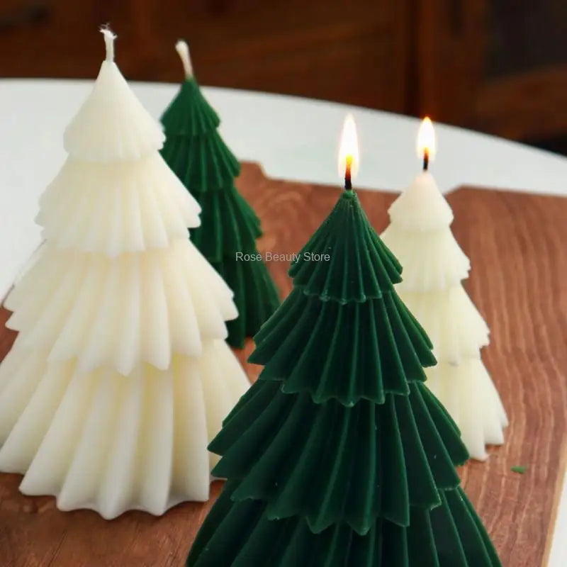 3d Christmas Tree Candle Silicone Moule Diy Charif de Noël Kit de fabrication à la main Faire du savon Plâter Resin Baking Tools Holiday Cadeaux