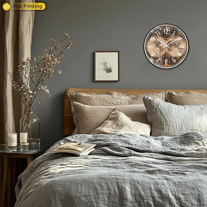 Wooden Silent Wall Clock Vintage world map compasses Quartz Round Analog Clock for Home Office Idea Holiday Gifts