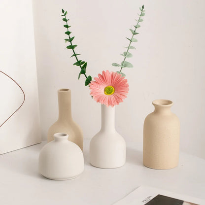Nordic minimalist creative ceramic small flower vase for home, living room flower arrangement, green plants, tableware, dried fl