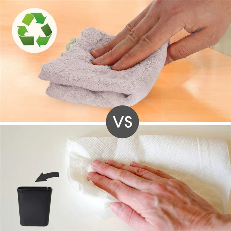 10pcs Microfiber Kitchen Cloth Dish Towels Super Absorbent Coral Velvet Dishtowels Nonstick Oil Washable Fast Drying