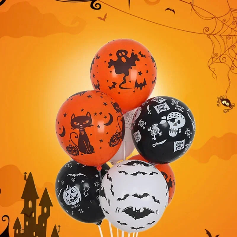 30/10 stk skumle Halloween -ballonger Kids Toys Pumpkin Skeleton Ghost Bar Party Decor Balloon Halloween Black Orange Latex Balloon