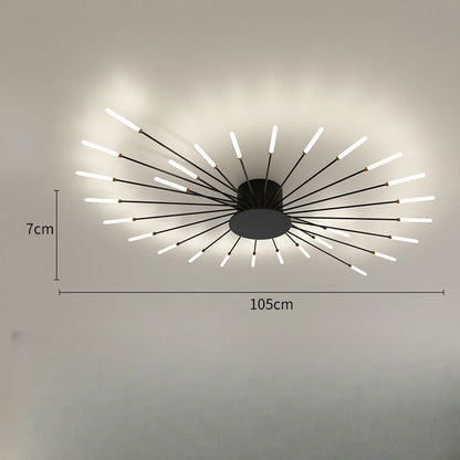 Modern Vortex Firework LED Ceiling Light for Living Room & Bedroom, Dimmable, Energy-Saving, 15-30㎡, Black/Gold