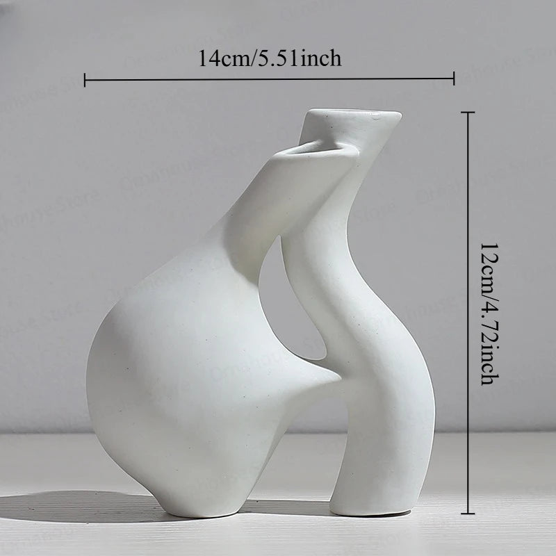 Nordic Creative White Vase Living Room Simple Ceramic Vase Decoration High End Art Glass Vase