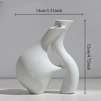 Nordic Creative White Vase Living Room Simple Ceramic Vase Decoration High End Art Glass Vase