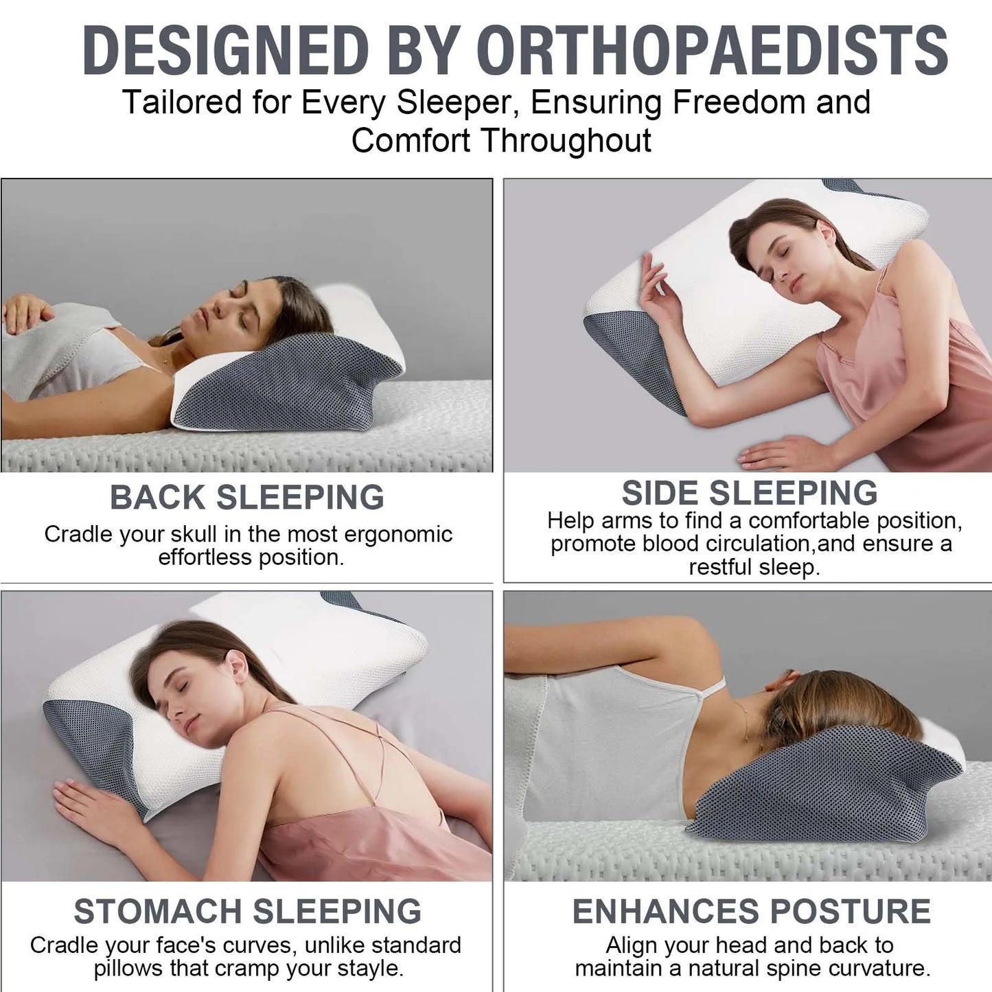 1 pc Memory Foam Bed Orthopedic Pillow Neck Protection Slow Rebound Memory Pillow Butterfly Shaped Health Cervical Neck