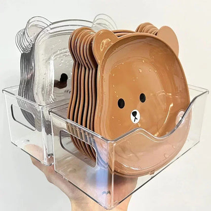 Little Bear Dinner Plato Cartoon Form Bär Spott Bone Dish Desktop Trash Track Snack Iessplack Fruuchtbewosstsinn