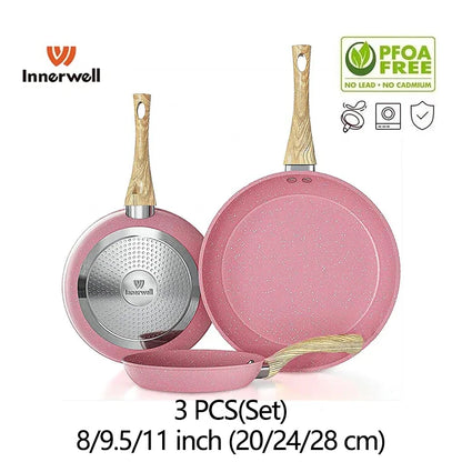 Inlandell Briting Pan setzt 8 / 9,5 / 11inch nononfize Kachwäsch Frühstück frittéiert Egg Kichen Gourmet Kachmet