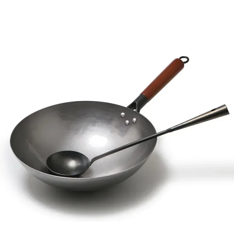 Cinese tradizionale Wok tradizionale fatto a mano grande wok e manico in legno con pentola per pentola per cucina con pentola a gas wok per pentola da cucina in ferro da cucina