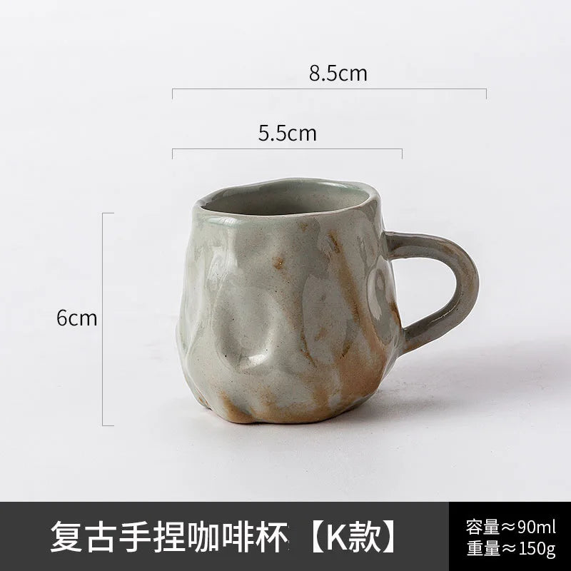 Ceramic Kiln Transformed Coffee Cup Rough Ceramic Retro Shaped Mug  Home Coffee Shop Ceramic Cup  Homestay Water Cup