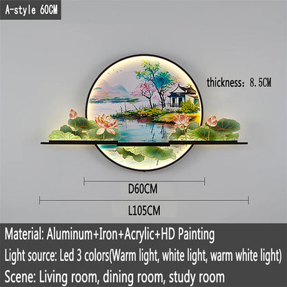 OUFULA Modern Picture Wall Light LED Chinese Creative Landscape Mural Lamp For Home Living Room Study Bedroom Decor