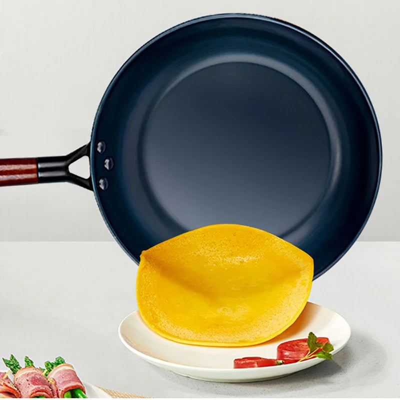 Coating-Free Frying Pan Non Stick Frying Pans Steak Omelette Pancake Skillet Pre-seasoned for Outdoor Barbecue Microwave Safe