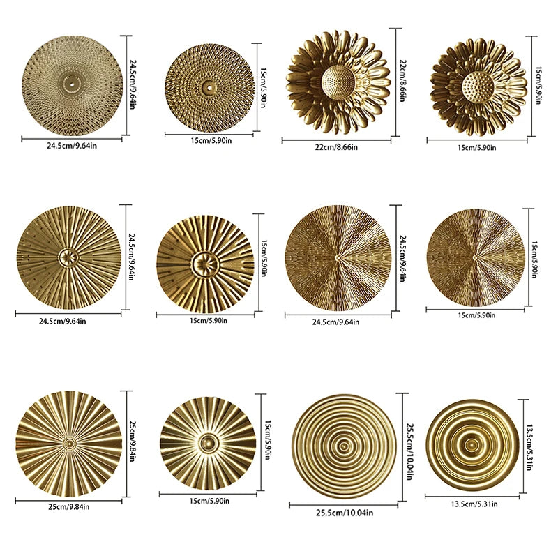 1PC Round Golden Wall Decoration Hanging Golden Metal Irregular Wall Home Decor Wall Pendant