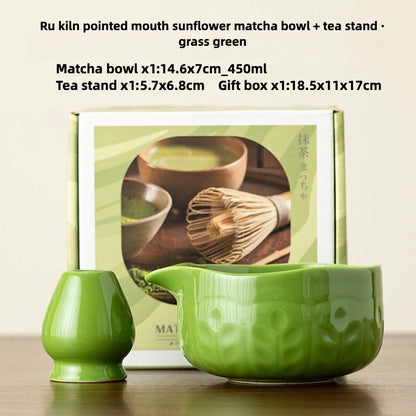 2 Pcs Matcha Set Matcha Whisk Set with Carved Ceramic Matcha Bowl & Carved Matcha Whisk Stand Japanese Tea Ceremony Gift Box