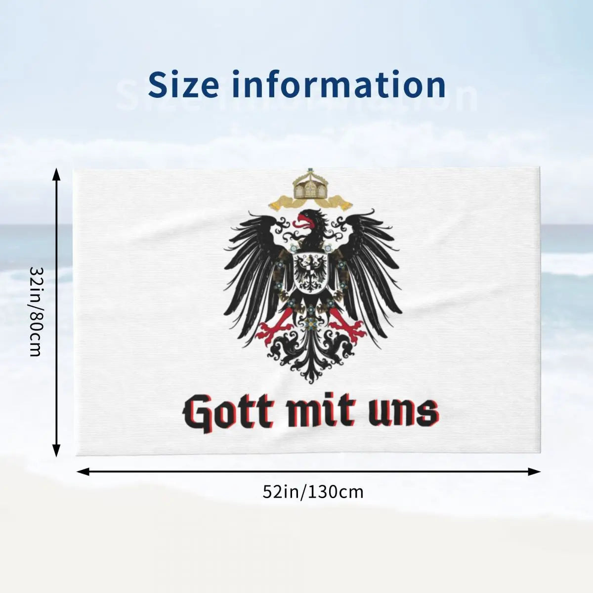 Customized Quick Drying Microfiber Bath Beach Towel Soft Linen Coat Of Arms Of The German Empire Flag Pool Shower Towels