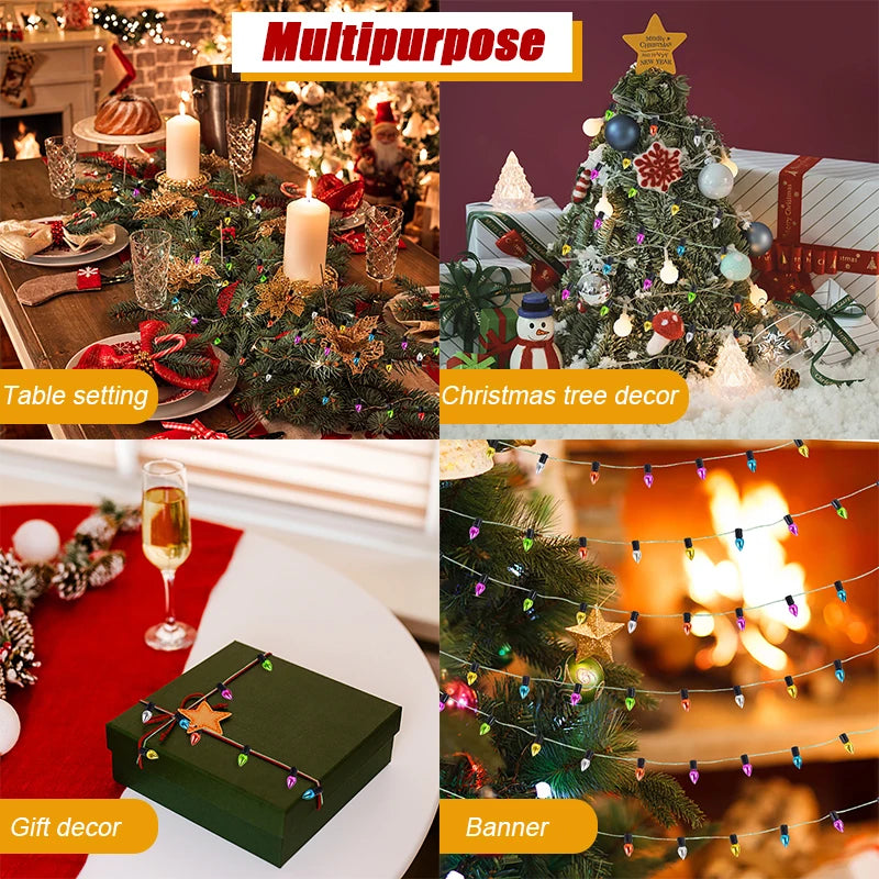 5m/rulle Farverige pærer Streng Garland Julemarkeddekorationer Xmas Tree Ornamenter Navidad nytårsgave Diy Dollhouse ikke ledet