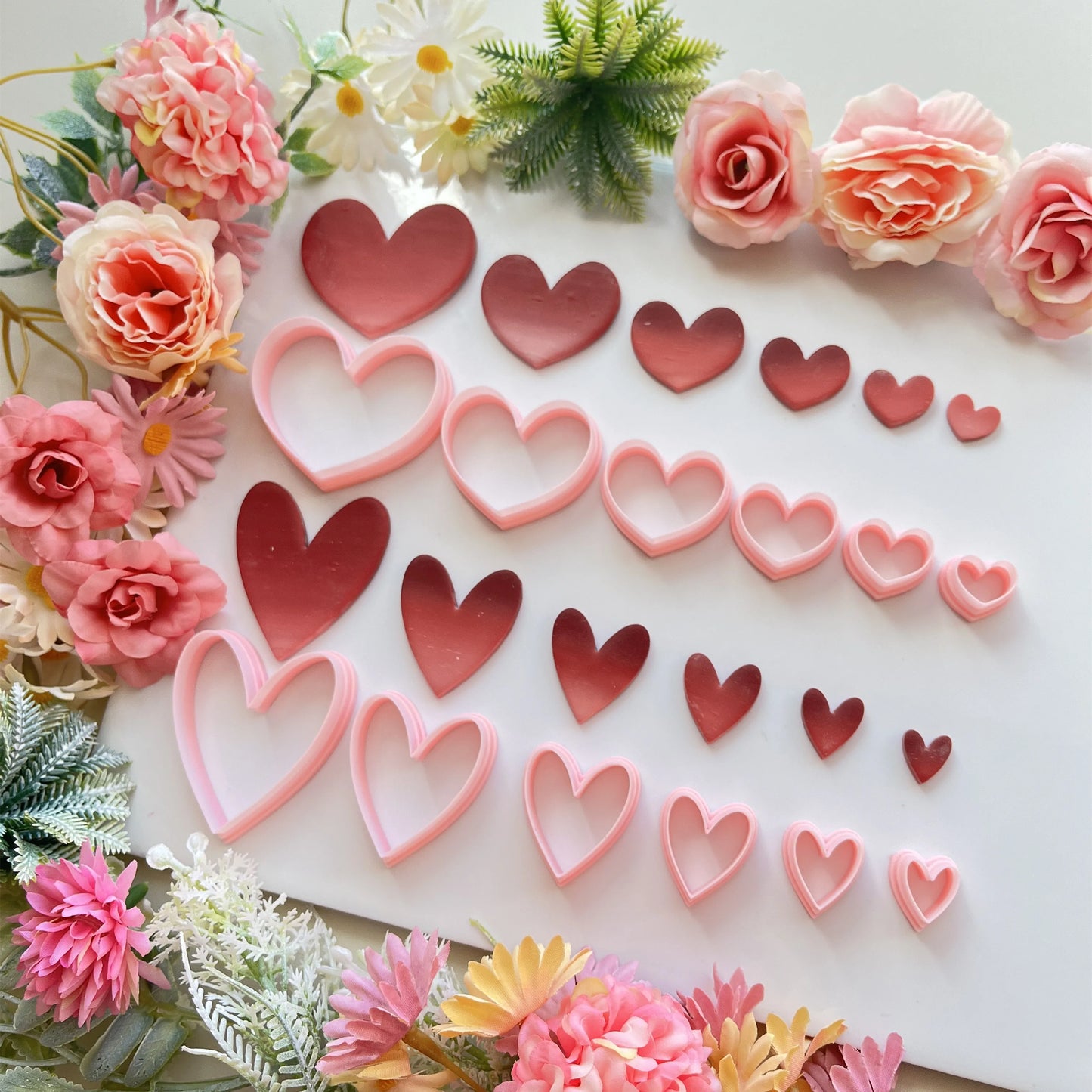 6 Piece Set Valentine's Day Love Soft Pottery Cutter Mold Heart Shape Polymer Clay Soft Pottery Earrings Jewelry Cutter