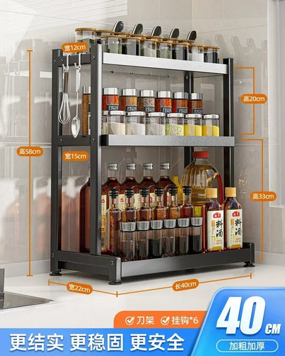 Knife Stand Door Organizer Spices Spice Racks Rack Jars Cutting Seasoning Drain Kitchen 2/3layers Condiments Storage Rack Board