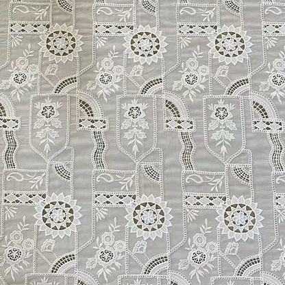 Laser embroidery fabric,lace hollow cotton thread embroidered chiffon fabric,for DIY Clothing,bridal wedding dress,home decor