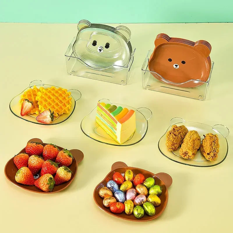 Little Bear Dinner Plato Cartoon Form Bär Spott Bone Dish Desktop Trash Track Snack Iessplack Fruuchtbewosstsinn