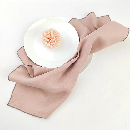 Set Of 4 Pure Linen Napkins Cloths Reusable 40x40cm Soft Comfortable Fabric Kitchen Accessories for Wedding Birthday Parties