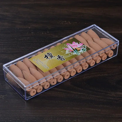 50 Capsules/box of Backflow Incense Cone Aloes Sandalwood DIY Home Office Backflow Smoke Appreciation Meditation Sedation