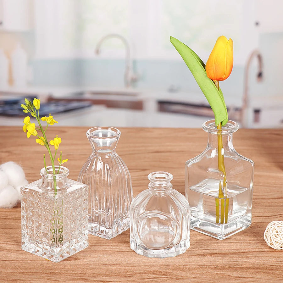 1 bucată retro mic vază de sticlă aromaterapie flacon mini transparent vază decorare living decor de masă simplă decorare h