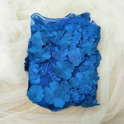 16 Colors multicolor handmade 3D flower lace fabric colorful evening dress lace fabric fashion dress lace 130cm width fabric