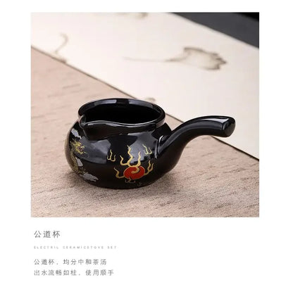 Stone Mill Automatic & Semiautomatic Heatresistant Teaware Set with Retro Tea Pot and Cups for Home Use