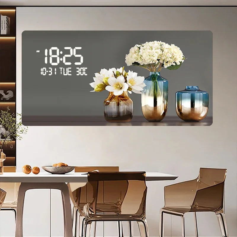 Large Size Abstract Geometric  Artwork Digital Disply Wall Clock, Luxurious Quartz Clock Home Decor,living Room,bed Room Décor