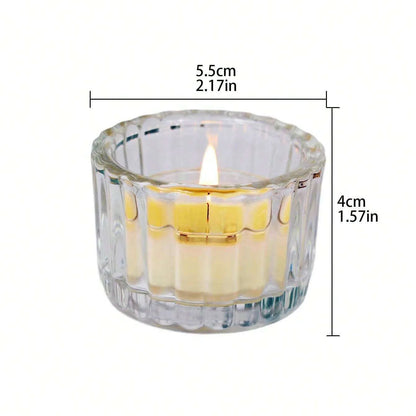 2Pcs Glass Tealight Candle Holder Small Clear Mini Candlestick Table Centerpiece Home Decorations For Wedding Festival Birthday