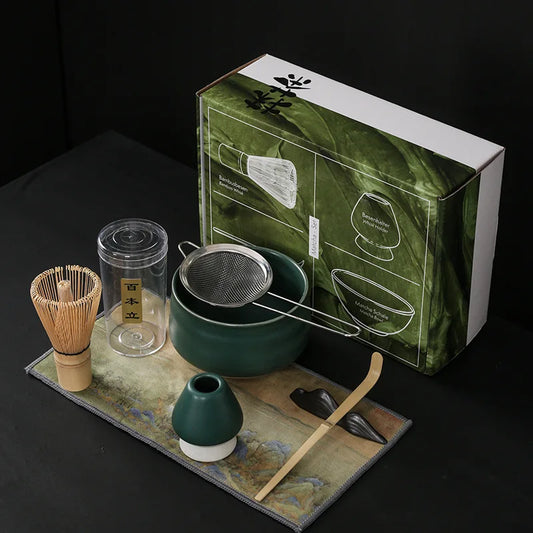 Håndlavet hjem Easy Clean Matcha Tea Set Tool Stand Kit Bowl Whisk Scoop Gift Ceremony Traditionelt japansk tilbehør W5049