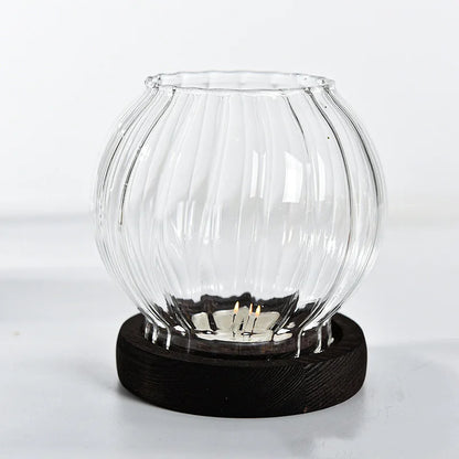 Transparent Glass Candle Holder Candlestick Retro Round Hollow Windproof Candle Holders Wedding Party Dining Table Decorations