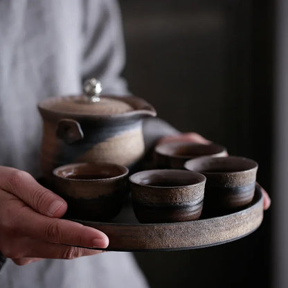 Japanese Crude Tao Yi Pot Four Cups of Tea Set Ceramic Kung Fu Tea Teaware Ceramic Tea Set Ceramic Tea Set Travel Tea Set TeaSet