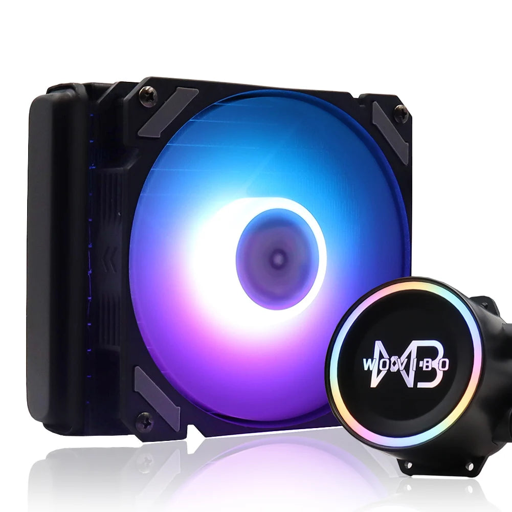 WiNVOB CPU coolen flësseg Waasser killt Fan Ventilador RGB fir Intel Lga 1151 1155 1200 1800 AM3 AMD AM00 AM00 AM00 AMD AM00 AM00 AM00 AM3 AMP