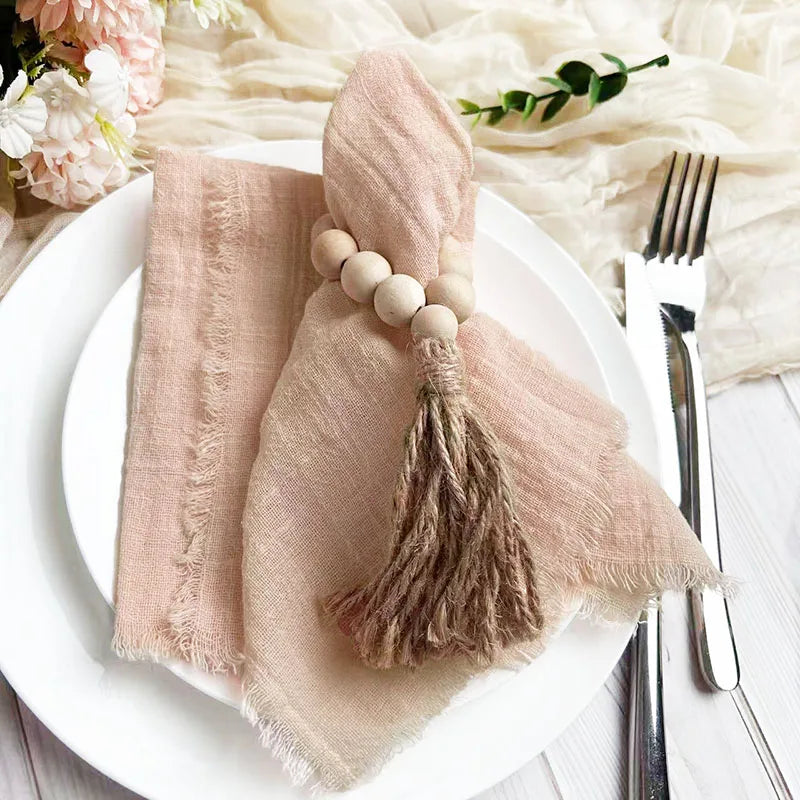 6PCS Napkins 32x32cm Cotton Cloth Gauze Retro Burr Rustic Kitchen Towel Dining Place Mat Wedding Party Linen Napkin Table Decor