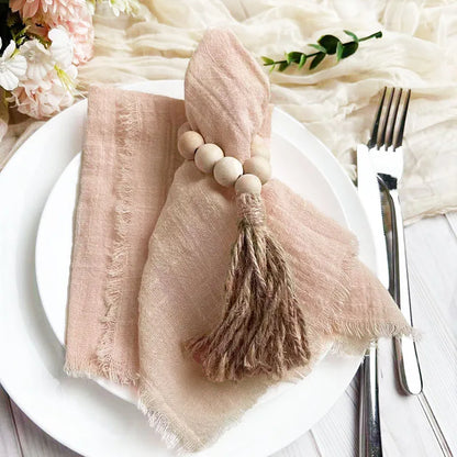 6PCS Napkins 32x32cm Cotton Cloth Gauze Retro Burr Rustic Kitchen Towel Dining Place Mat Wedding Party Linen Napkin Table Decor